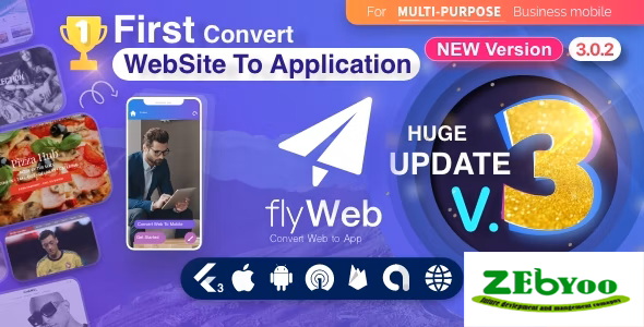 FlyWeb for Web to App Convertor Flutter + Admin Panel zebyoo