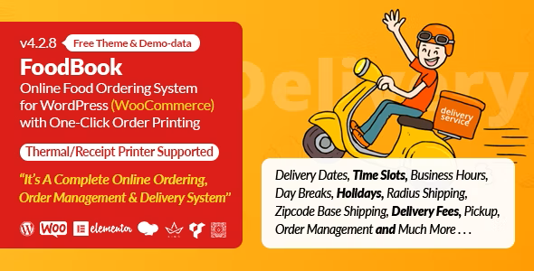 FoodBook | Online Food Ordering & Delivery System for WordPress with One-Click Order Printing