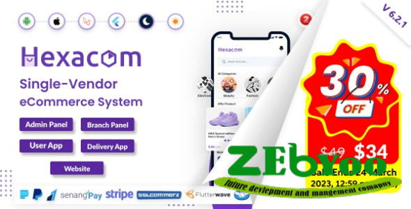 Hexacom v6.2.1 Nulled – Single Vendor eCommerce App with Website, Admin Panel and Delivery Boy App Source Code