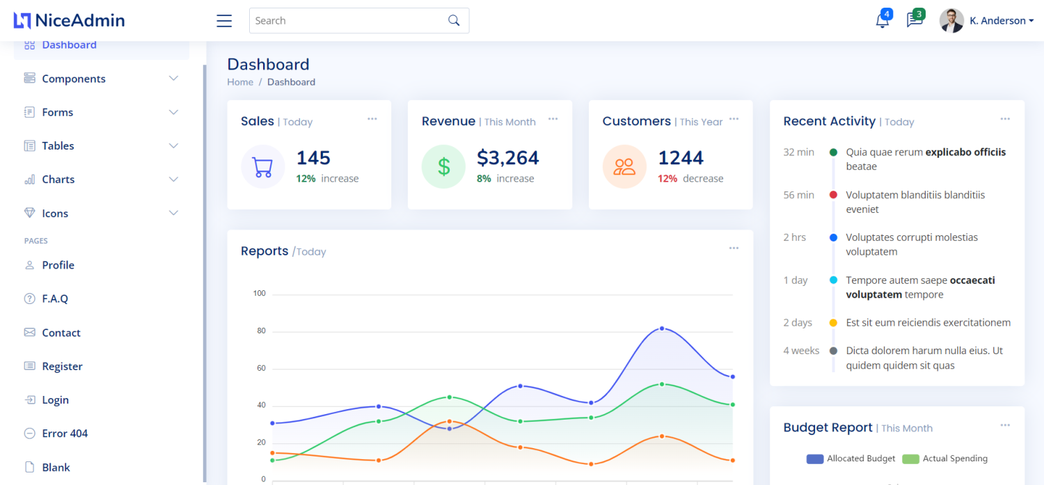 Nice Admin - Free bootstrap admin HTML template